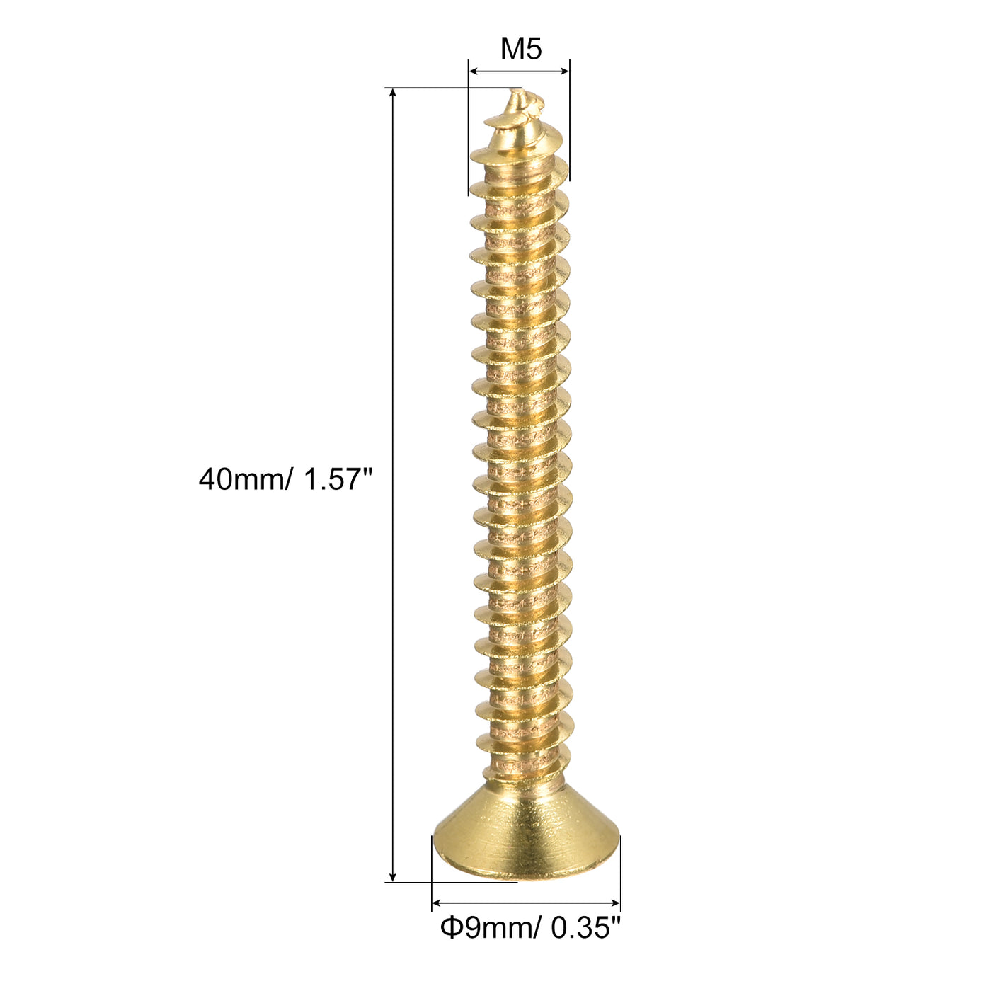 uxcell Uxcell Brass Wood Screws, M5x40mm Phillips Flat Head Self Tapping Connector for Door Hinges, Wooden Furniture, Home Appliances 4Pcs