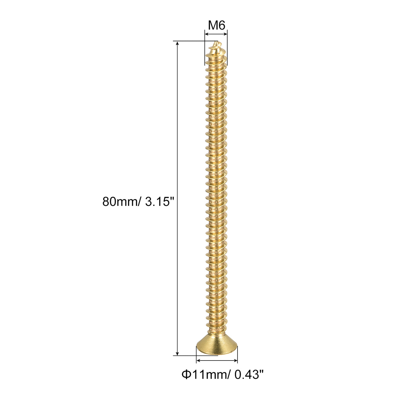 uxcell Uxcell 16Stk. Messing Holz Schrauben Kreuz Flachkopf selbstschneidender Anschluss für Schrank Schublade Kiste M6x80mm