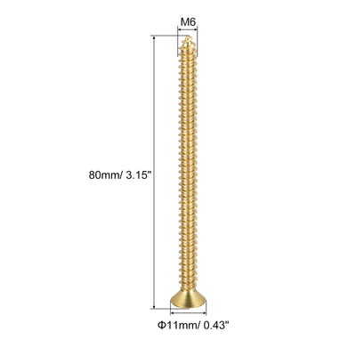 Harfington Uxcell 16Stk. Messing Holz Schrauben Kreuz Flachkopf selbstschneidender Anschluss für Schrank Schublade Kiste M6x80mm