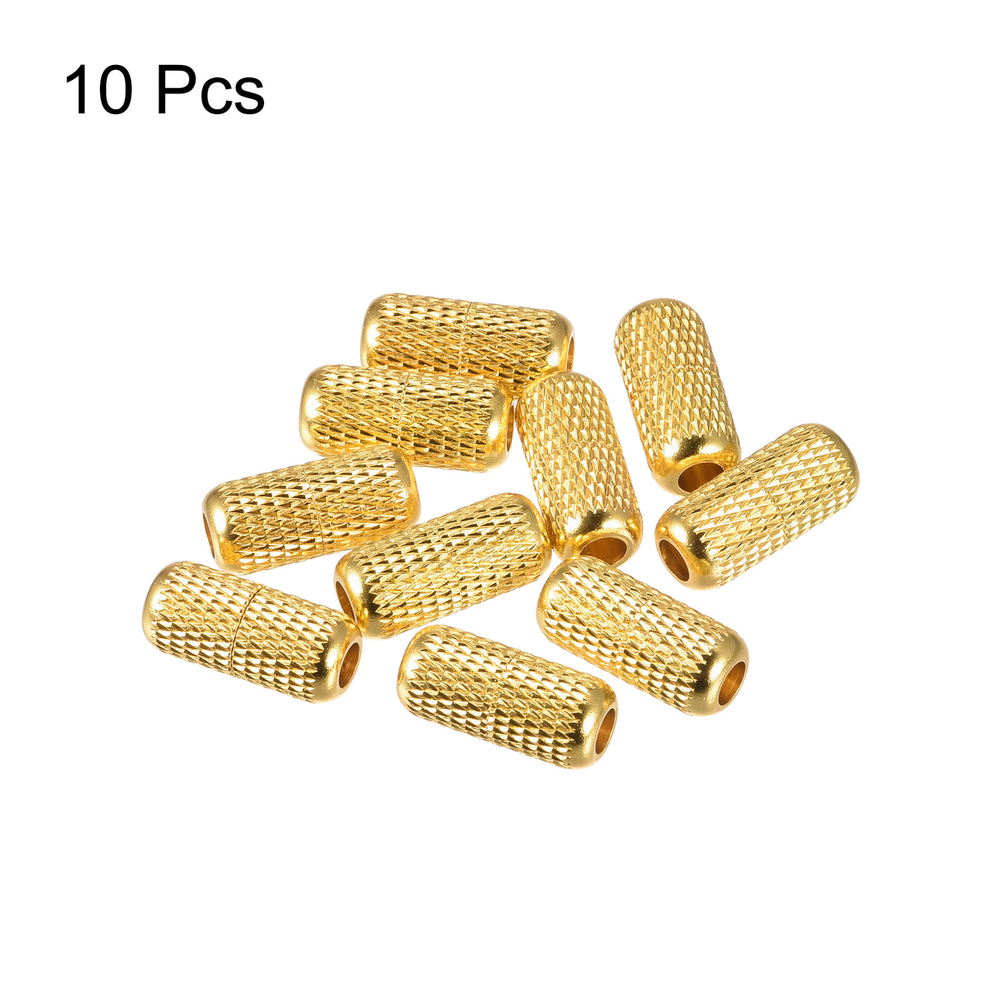 uxcell Uxcell Metal Shoelace Buckle 8 x 18mm Brass No Tie Turnbuckle Knurled Gold Tone 10 Pcs