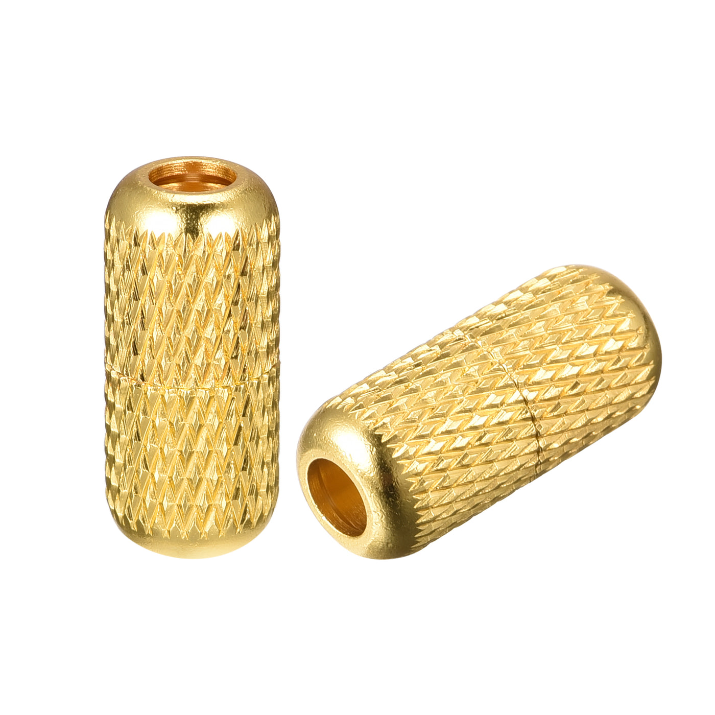 uxcell Uxcell Metal Shoelace Buckle 8 x 18mm Brass No Tie Turnbuckle Knurled Gold Tone 10 Pcs