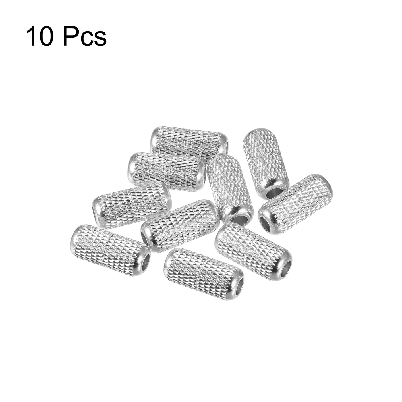 uxcell Uxcell Metal Shoelace Buckle 8 x 18mm Brass No Tie Turnbuckle Knurled Silver Tone 10Pcs