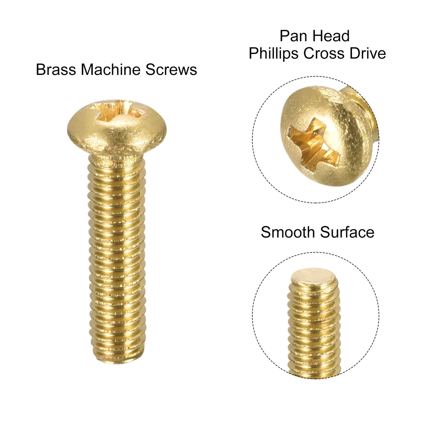 uxcell Uxcell Brass Machine Screws, M3x12mm Phillips Pan Head Fastener Bolts for Furniture, Office Equipment, Electronics 14Pcs