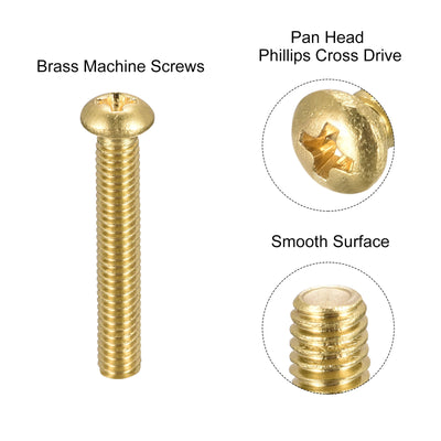 Harfington Uxcell Brass Machine Screws, Phillips Pan Head Fastener Bolt for Furniture, Office Equipment, Electronics