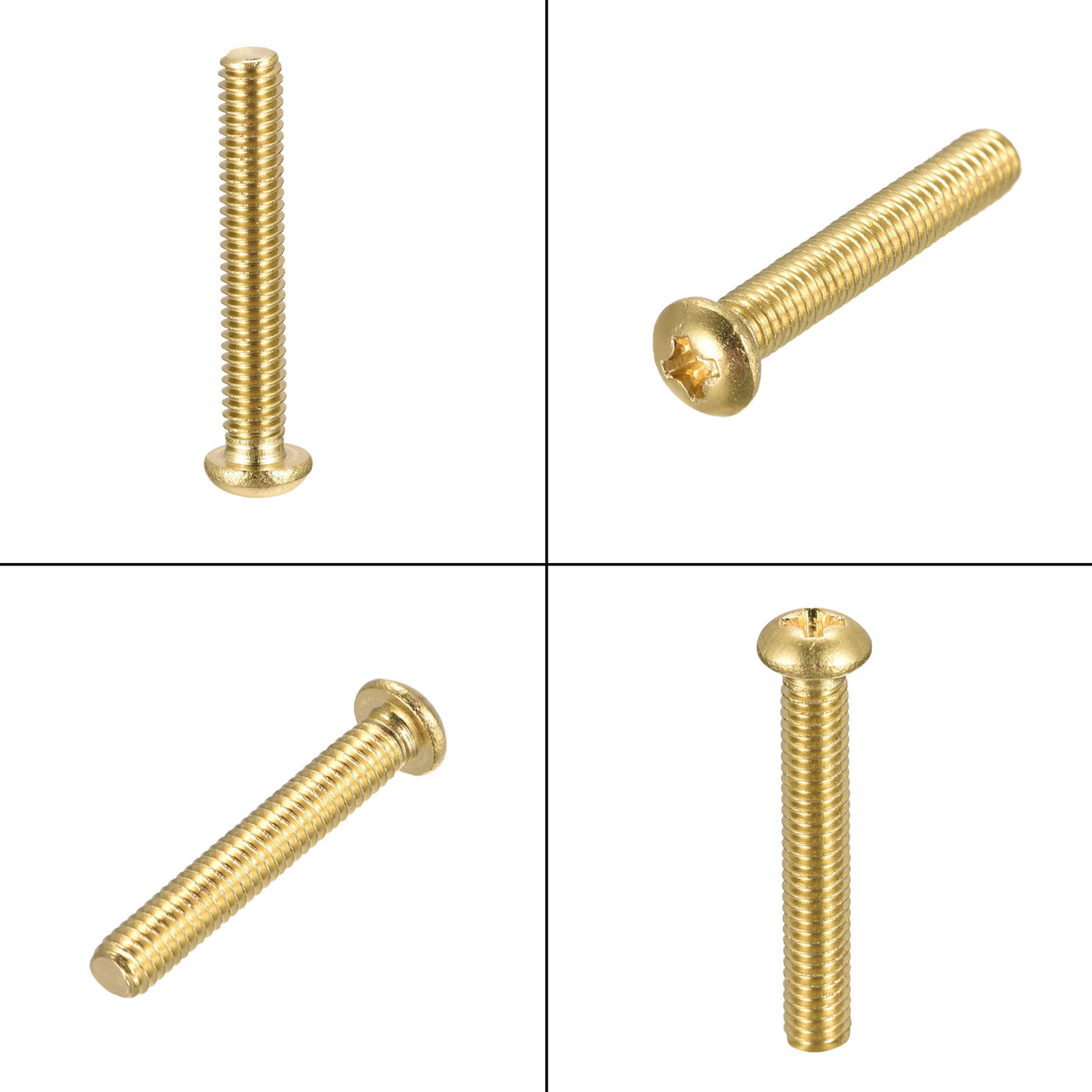 uxcell Uxcell Brass Machine Screws, Phillips Pan Head Fastener Bolt for Furniture, Office Equipment, Electronics