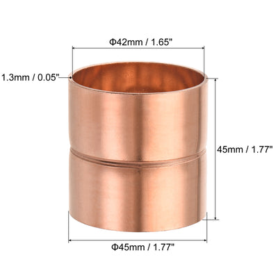 Harfington Copper Pipe Coupling 42mm Straight Connecting Adapter for Plumbing