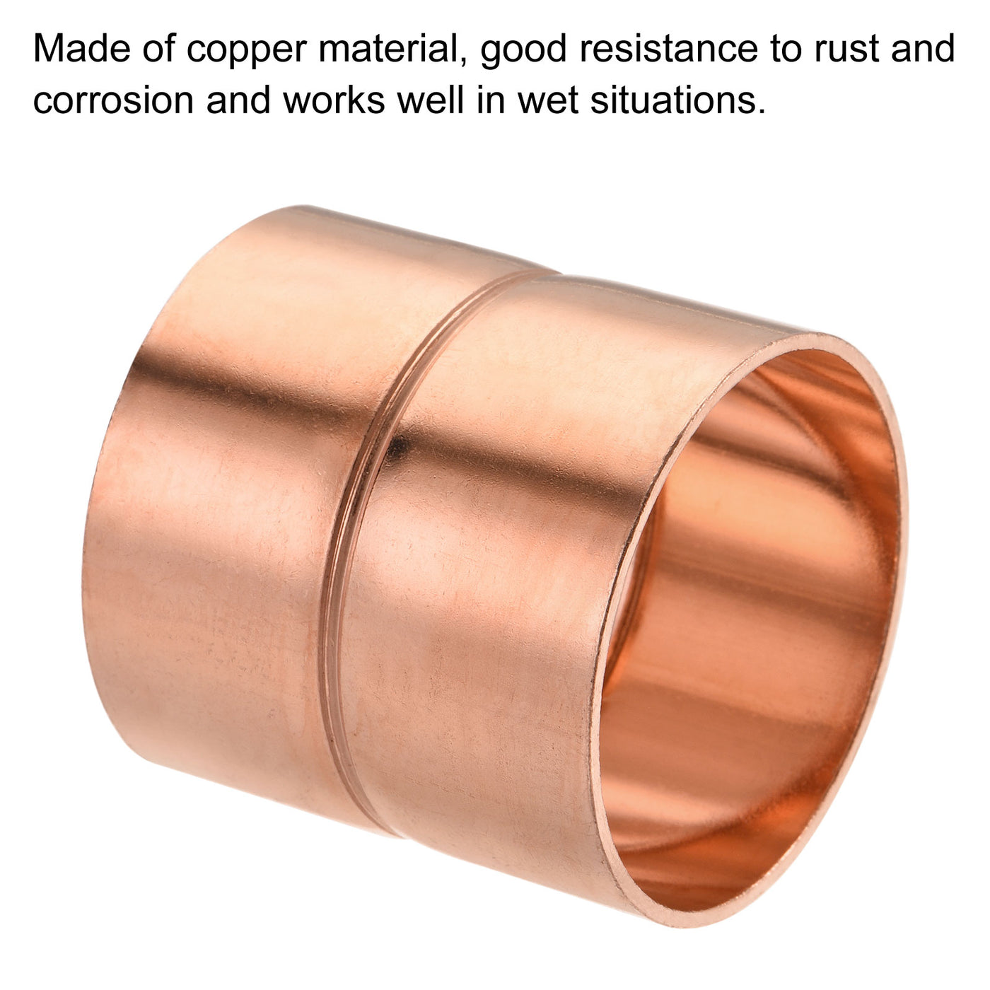 Harfington Copper Pipe Coupling 42mm Straight Connecting Adapter for Plumbing