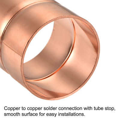 Harfington Copper Pipe Coupling 42mm Straight Connecting Adapter for Plumbing