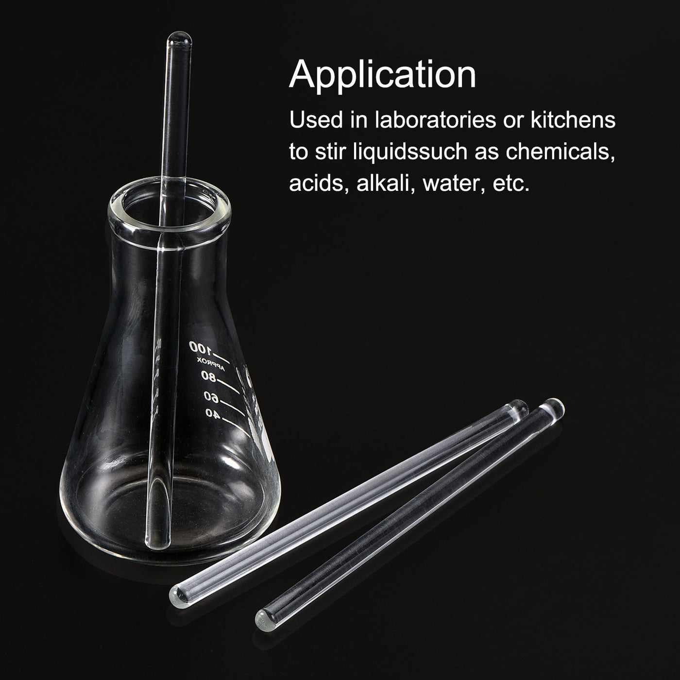 Harfington Borosilicate Glass Stick, Stir Rod Mixing Tools Round for Lab Kitchen Science