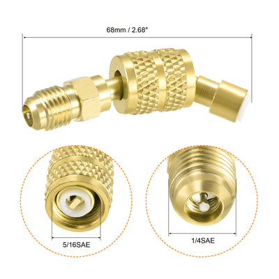 Harfington Brass Elbow Fitting 1/4SAE Male to 5/16SAE Female Thread Reducing Pipe Fittings Adapter