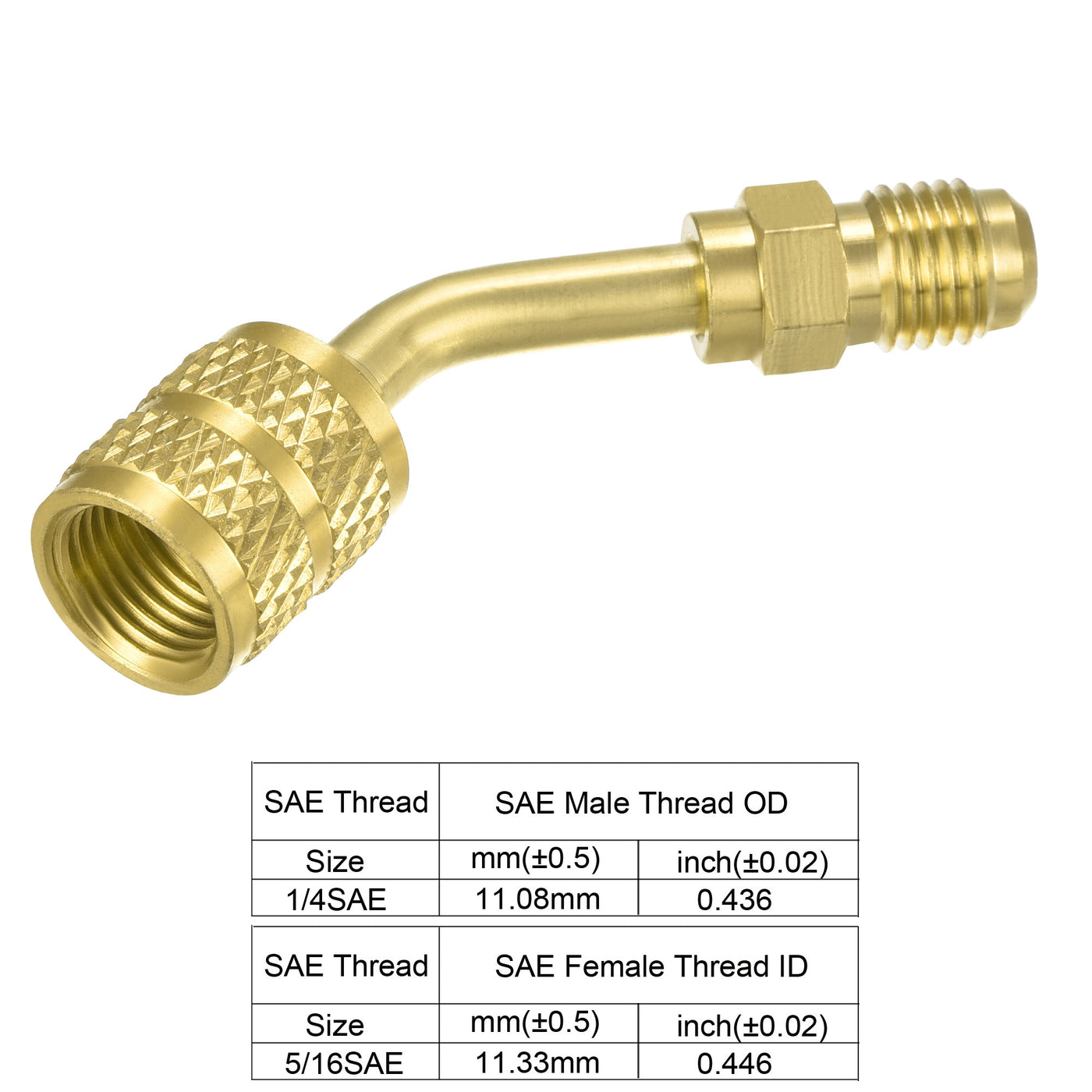 Harfington Brass Elbow Fitting 1/4SAE Male to 5/16SAE Female Thread Reducing Pipe Fittings Adapter