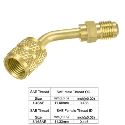 Harfington Brass Elbow Fitting 1/4SAE Male to 5/16SAE Female Thread Reducing Pipe Fittings Adapter, Pack of 2