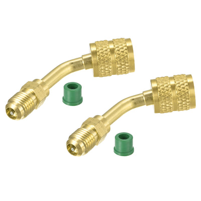 Harfington Brass Elbow Fitting 1/4SAE Male to 5/16SAE Female Thread Reducing Pipe Fittings Adapter, Pack of 2