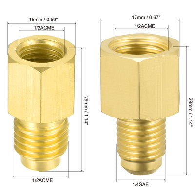 Harfington 1Set Messing 1/4SAE 1/2ACME Männlich zu 1/2ACME Drehende Rohrverbinder Adapter