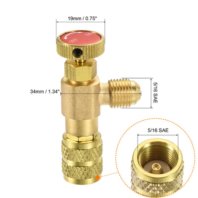 Harfington Charging Valve 5/16 SAE Thread Adapter Shut-off Flow Control for HVAC Refrigeration Refill