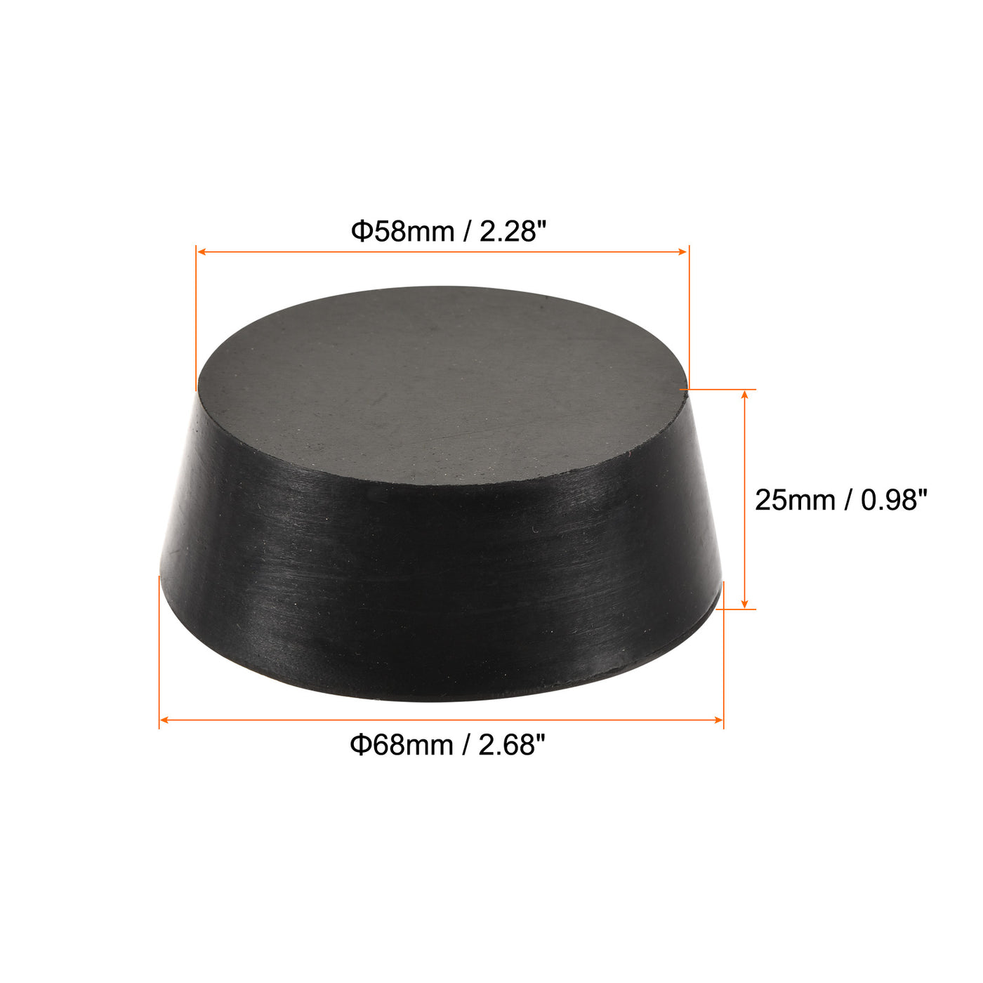 Harfington Rubber Tapered Plug 58mm to 68mm Solid Black