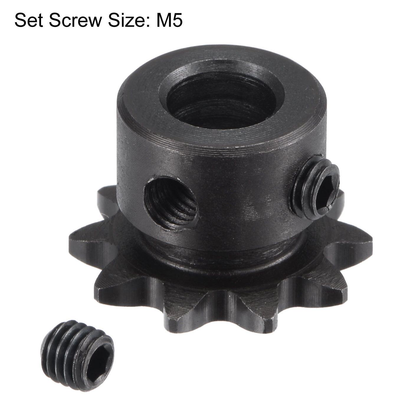 uxcell Uxcell 10 Teeth Sprocket 1/4" Pitch, 8mm Bore Carbon Steel with Set Screws