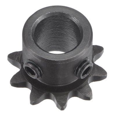 uxcell Uxcell 10 Teeth Sprocket 1/4" Pitch, 10mm Bore Carbon Steel with Setscrew