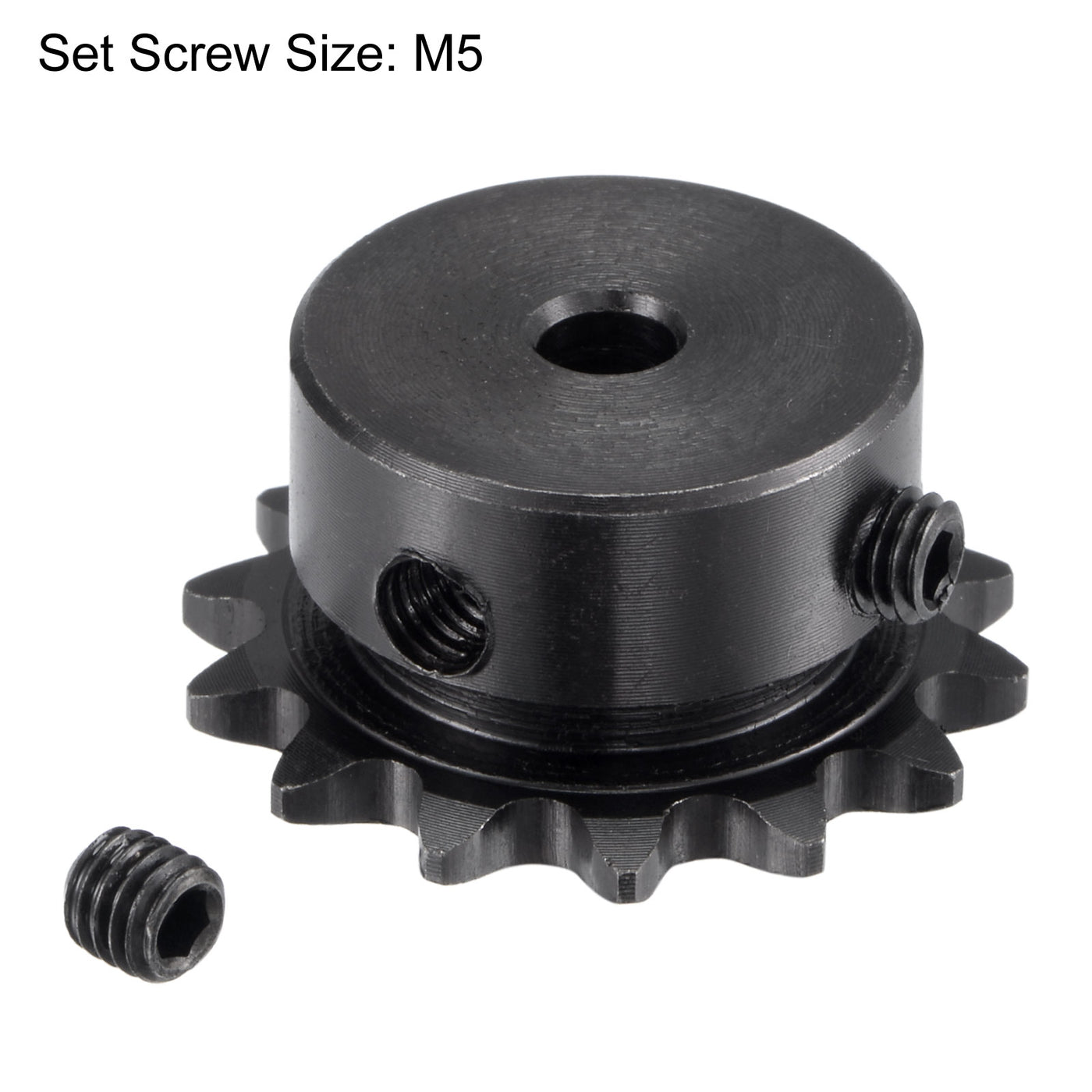 uxcell Uxcell 14 Teeth Sprocket 1/4" Pitch, 5mm Bore Carbon Steel with Set Screws