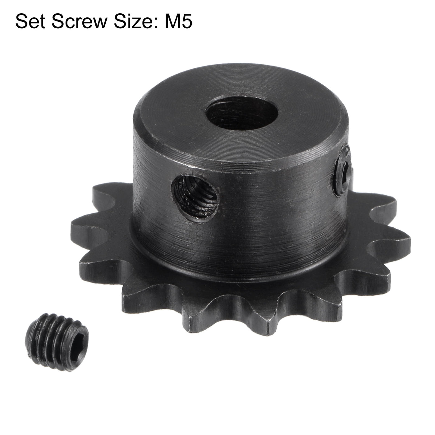 uxcell Uxcell 14 Teeth Sprocket 1/4" Pitch, 6.35mm Bore Carbon Steel with Set Screws