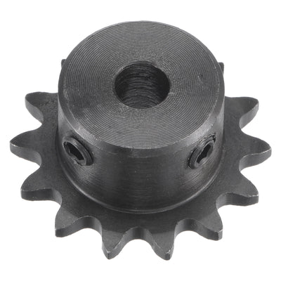 Harfington Uxcell 14 Teeth Sprocket 1/4" Pitch, 6.35mm Bore Carbon Steel with Set Screws