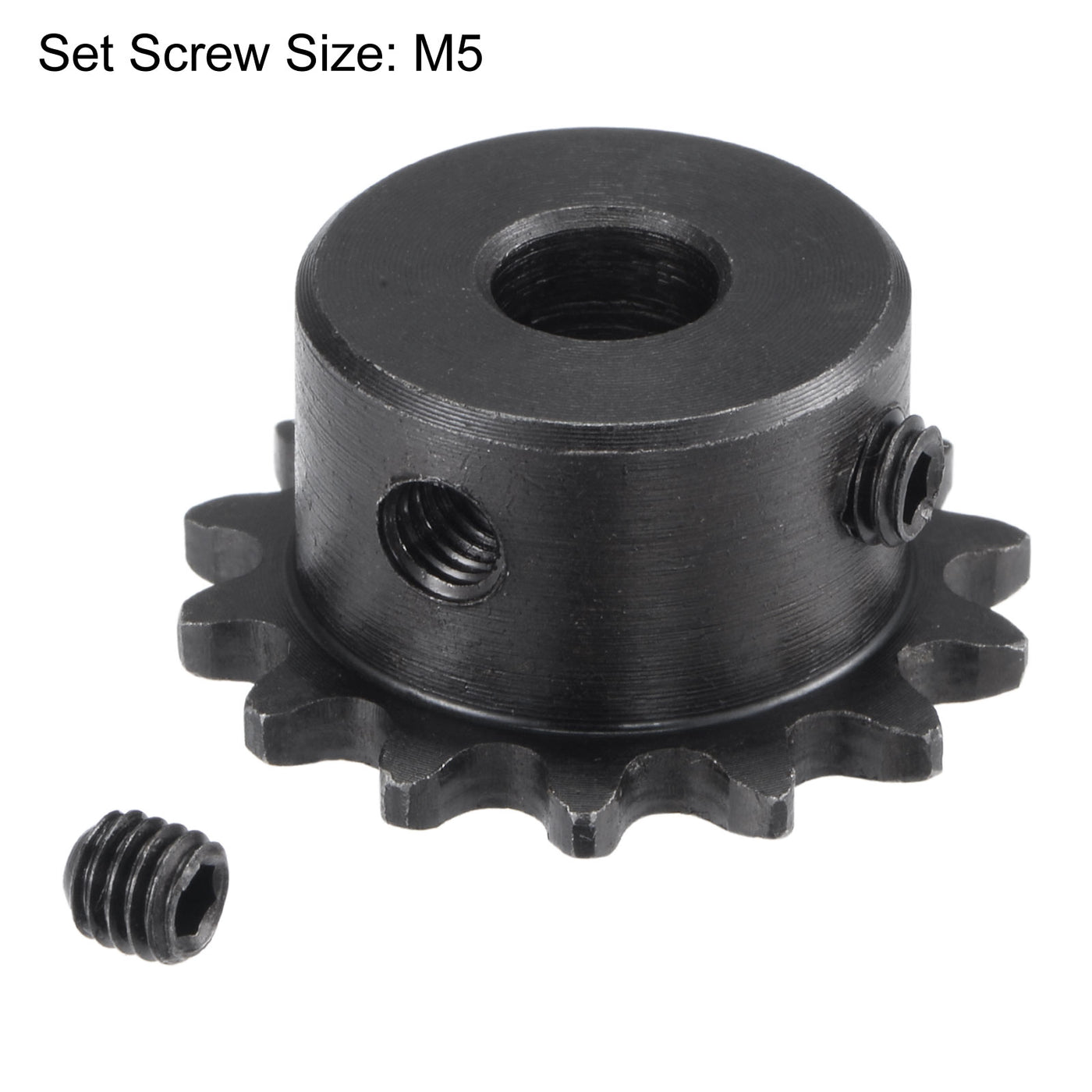 uxcell Uxcell 14 Teeth Sprocket 1/4" Pitch, 8mm Bore Carbon Steel with Set Screws