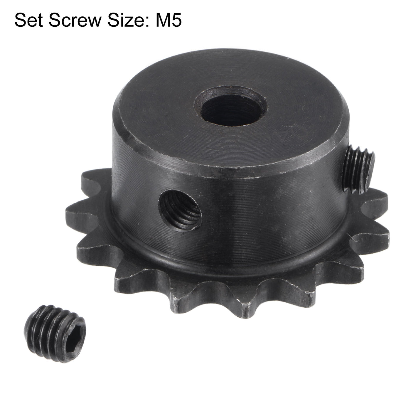 uxcell Uxcell 15 Teeth Sprocket 1/4" Pitch, 6mm Bore Carbon Steel with Set Screws