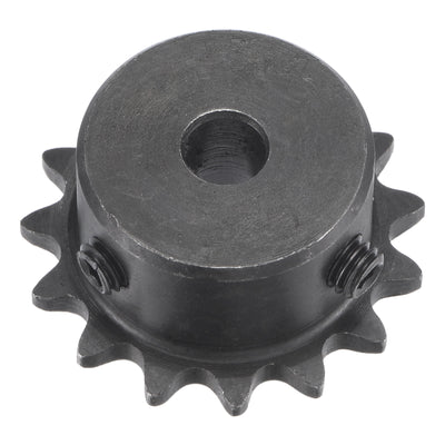 Harfington Uxcell 15 Teeth Sprocket 1/4" Pitch, 6.35mm Bore Carbon Steel with Set Screws