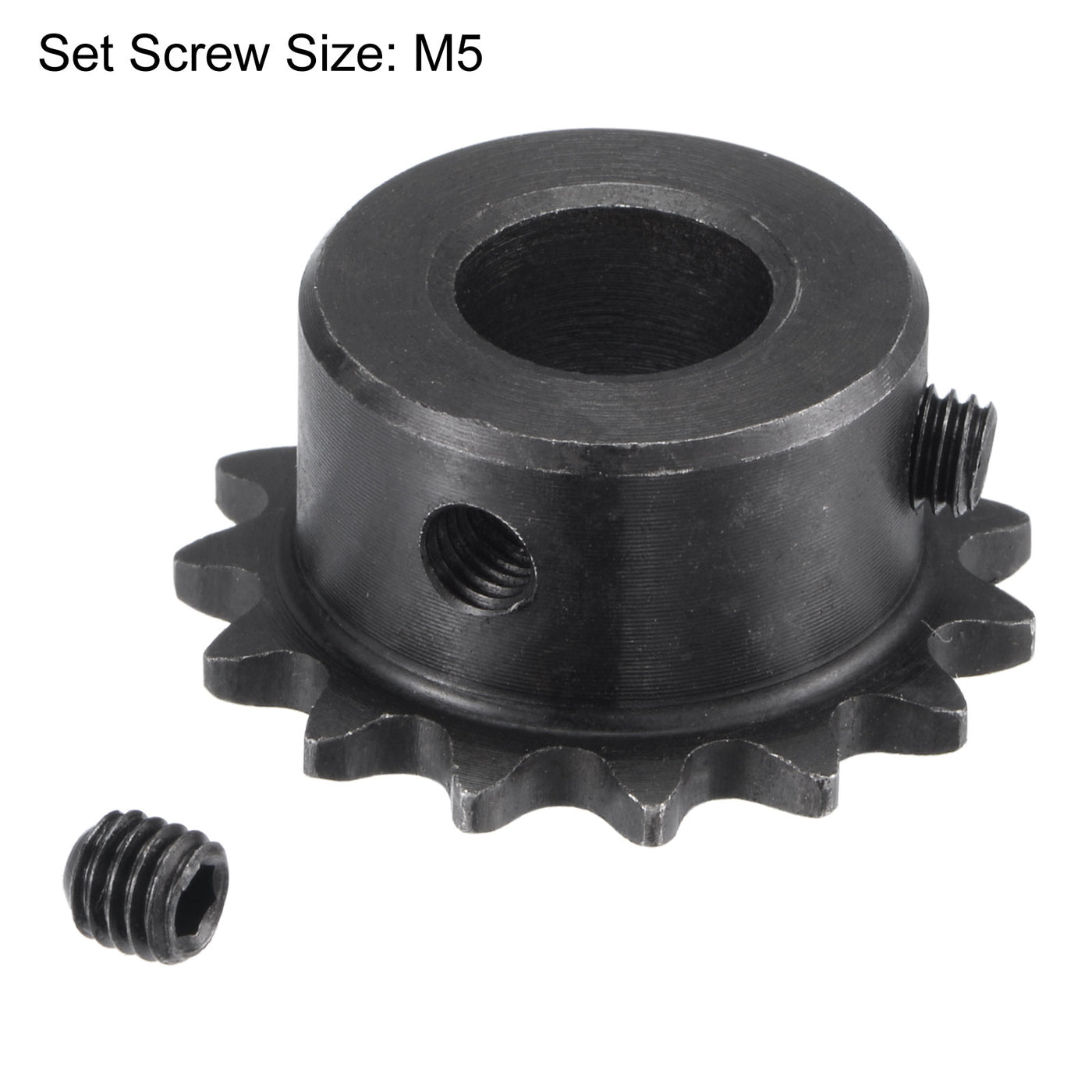 uxcell Uxcell 15 Teeth Sprocket 1/4" Pitch, 12mm Bore Carbon Steel with Set Screws