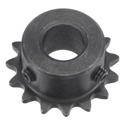 Harfington Uxcell 15 Teeth Sprocket 1/4" Pitch, 12mm Bore Carbon Steel with Set Screws