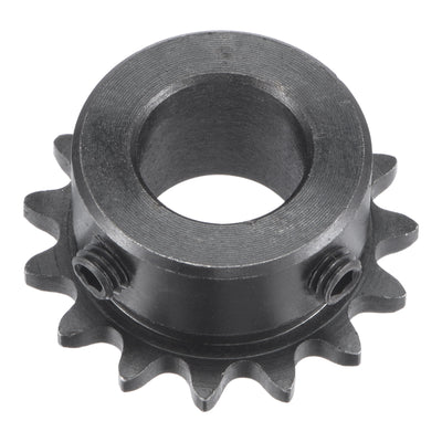 Harfington Uxcell 15 Teeth Sprocket 1/4" Pitch, 14mm Bore Carbon Steel with Set Screws