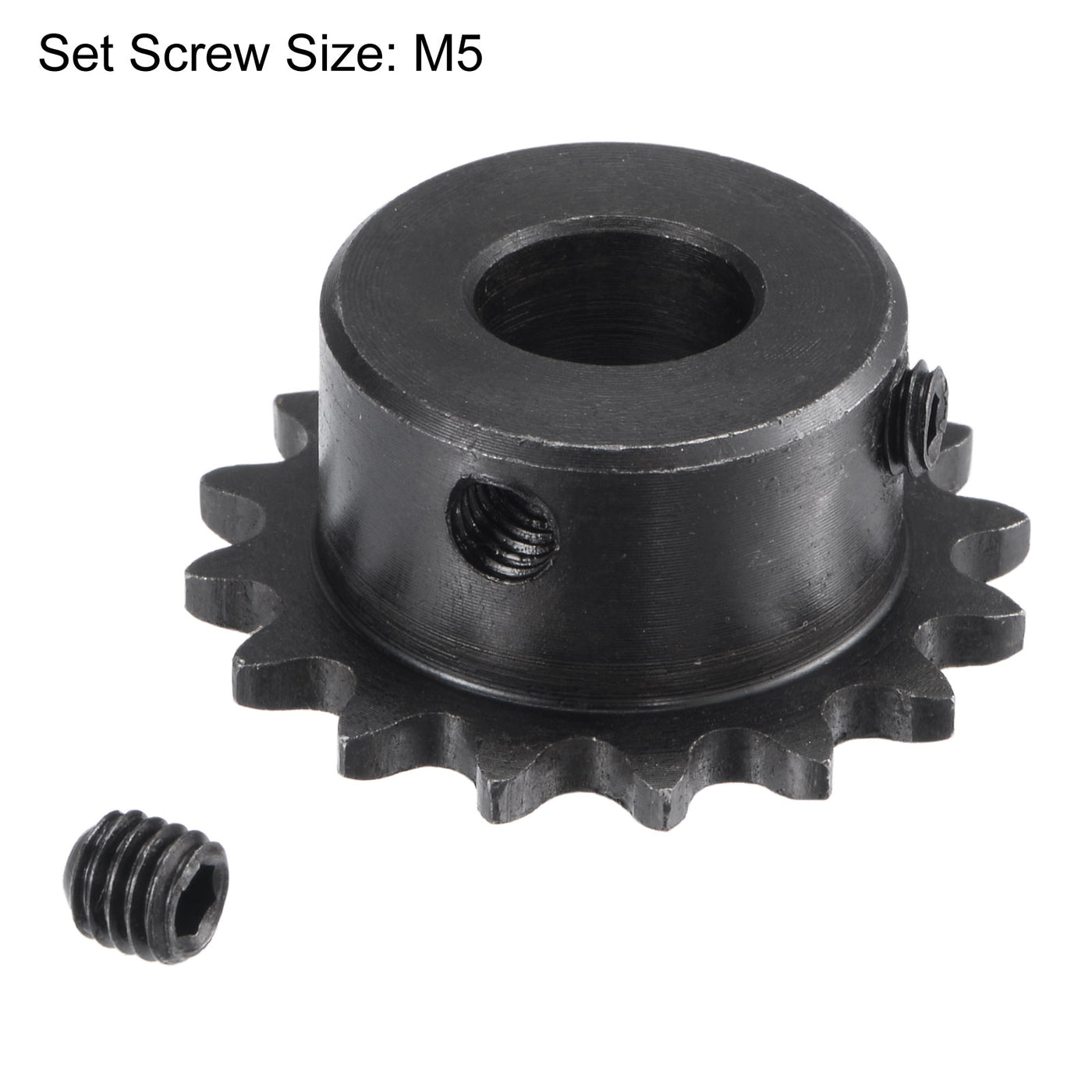 uxcell Uxcell 16 Teeth Sprocket 1/4" Pitch, 10mm Bore Carbon Steel with Set Screws