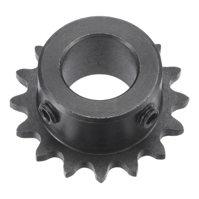 Harfington Uxcell 16 Teeth Sprocket 1/4" Pitch, 15mm Bore Carbon Steel with Set Screws