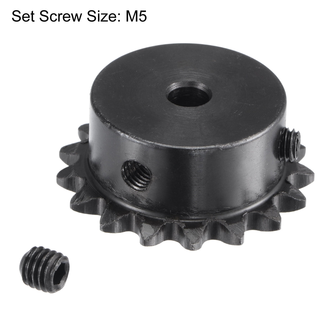 uxcell Uxcell 17 Teeth Sprocket 1/4" Pitch, 6mm Bore Carbon Steel with Set Screws