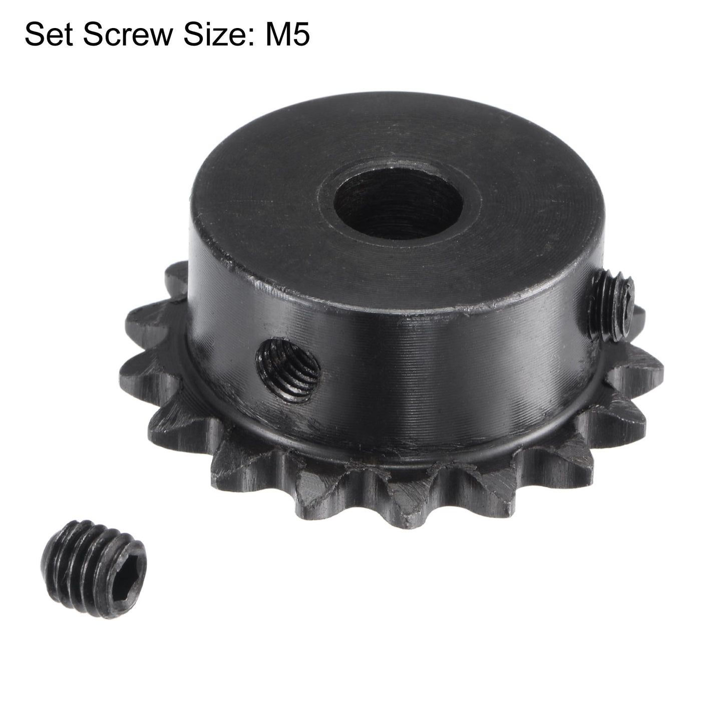 uxcell Uxcell 17 Teeth Sprocket 1/4" Pitch, 8mm Bore Carbon Steel with Set Screws