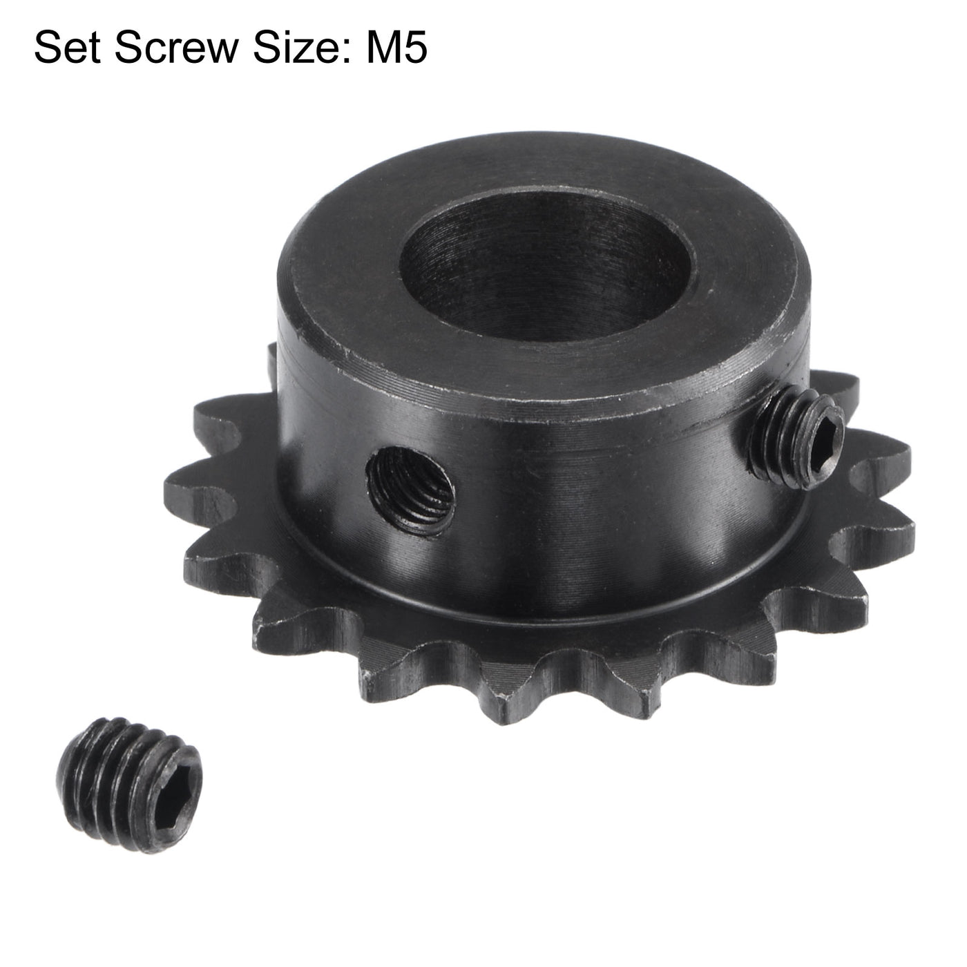 uxcell Uxcell 17 Teeth Sprocket 1/4" Pitch, 14mm Bore Carbon Steel with Set Screws