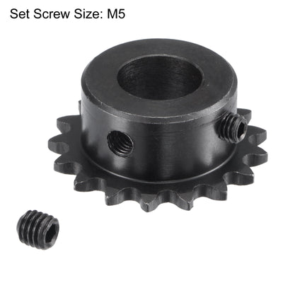 Harfington Uxcell 17 Teeth Sprocket 1/4" Pitch, 14mm Bore Carbon Steel with Set Screws