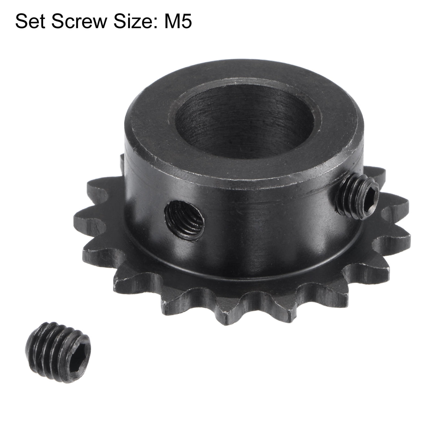 uxcell Uxcell 17 Teeth Sprocket 1/4" Pitch, 15mm Bore Carbon Steel with Set Screws