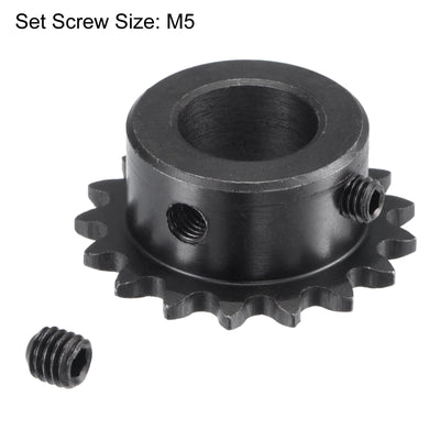 Harfington Uxcell 17 Teeth Sprocket 1/4" Pitch, 15mm Bore Carbon Steel with Set Screws