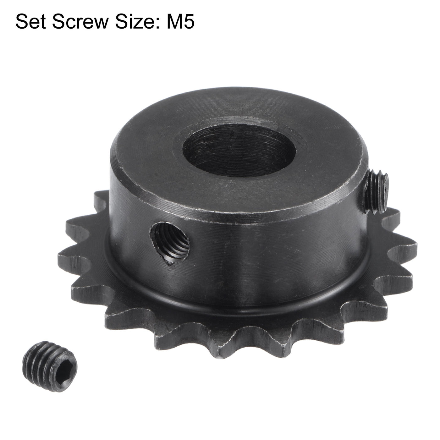 uxcell Uxcell 18 Teeth Sprocket 1/4" Pitch, 12mm Bore Carbon Steel with Set Screws