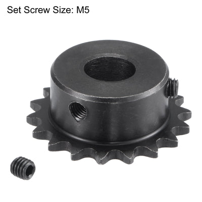 Harfington Uxcell 18 Teeth Sprocket 1/4" Pitch, 12mm Bore Carbon Steel with Set Screws