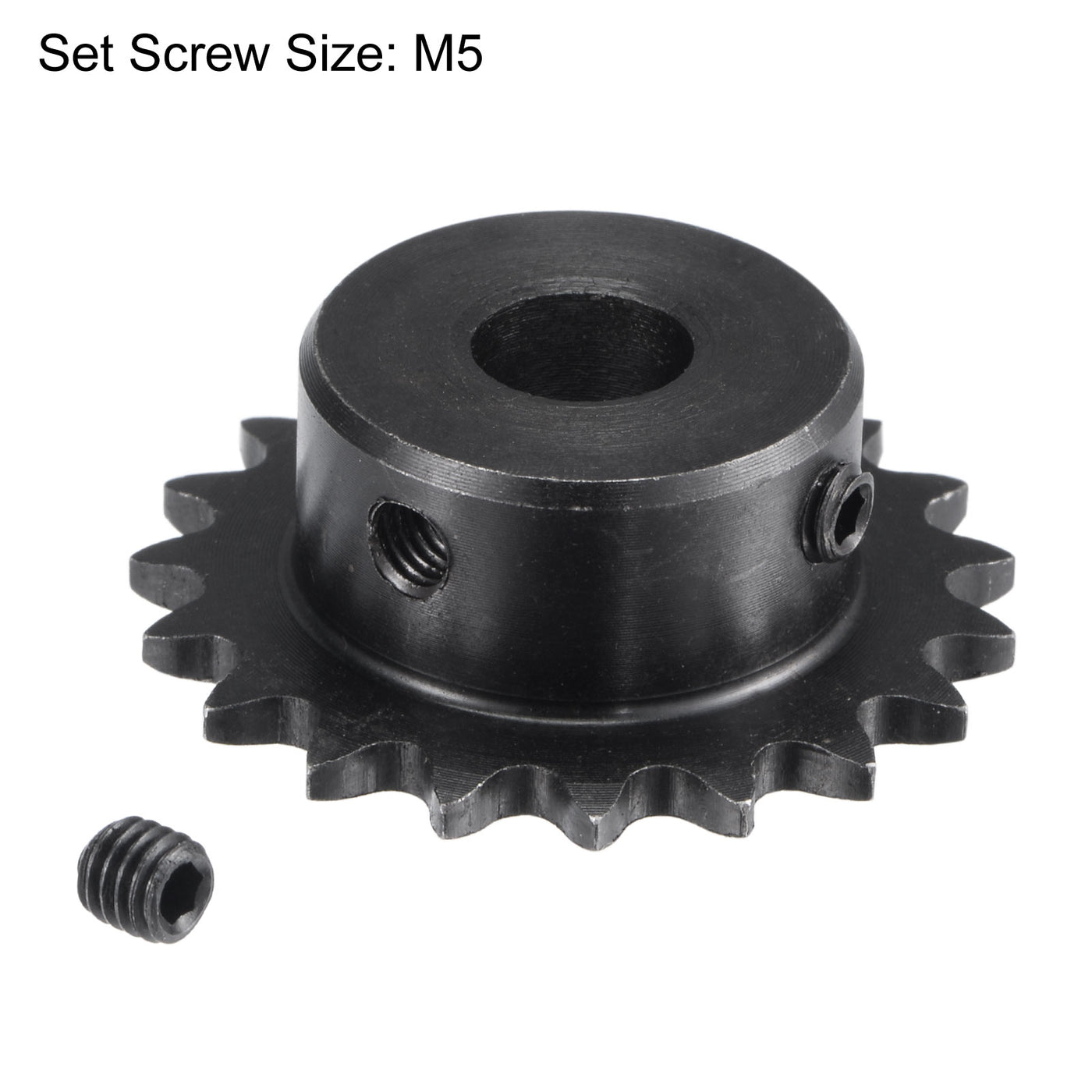 uxcell Uxcell 19 Teeth Sprocket 1/4" Pitch, 10mm Bore Carbon Steel with Set Screws