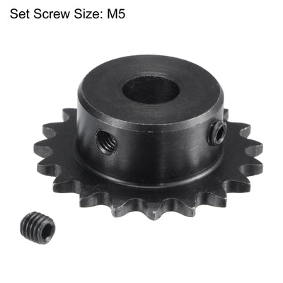 Harfington Uxcell 19 Teeth Sprocket 1/4" Pitch, 10mm Bore Carbon Steel with Set Screws