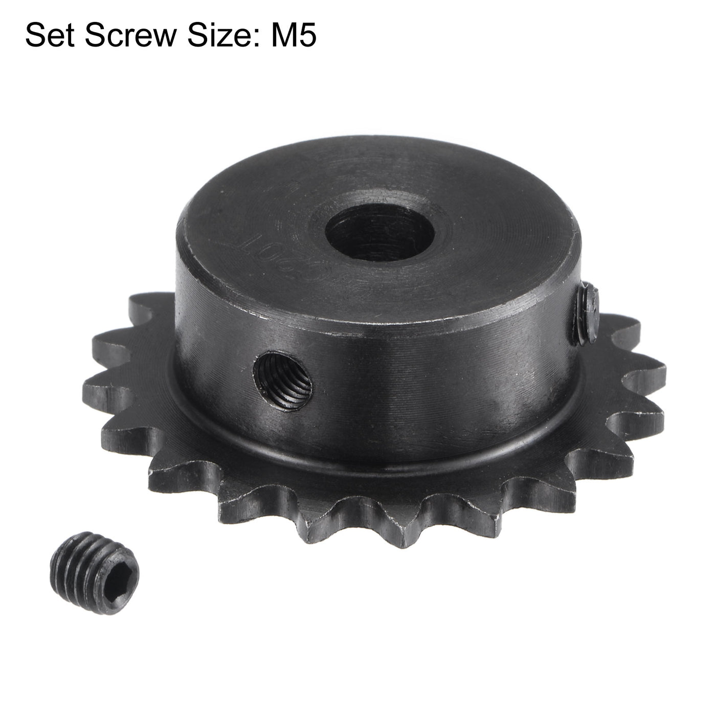 uxcell Uxcell 20 Teeth Sprocket 1/4" Pitch, 8mm Bore Carbon Steel with Set Screws