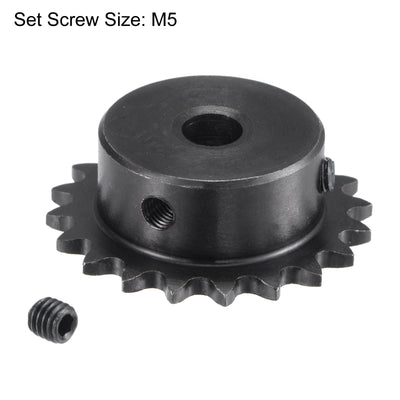 Harfington Uxcell 20 Teeth Sprocket 1/4" Pitch, 8mm Bore Carbon Steel with Set Screws