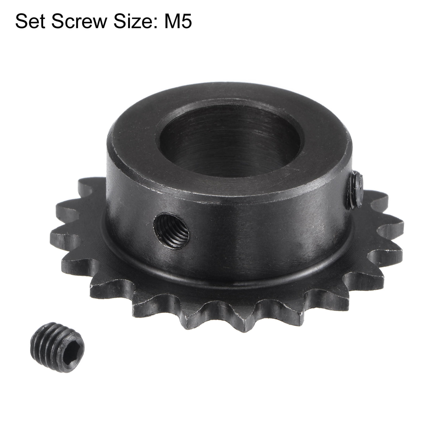 uxcell Uxcell 20 Teeth Sprocket 1/4" Pitch, 17mm Bore Carbon Steel with Set Screws