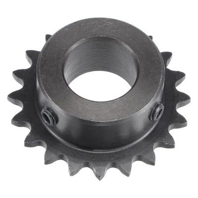 Harfington Uxcell 20 Teeth Sprocket 1/4" Pitch, 17mm Bore Carbon Steel with Set Screws