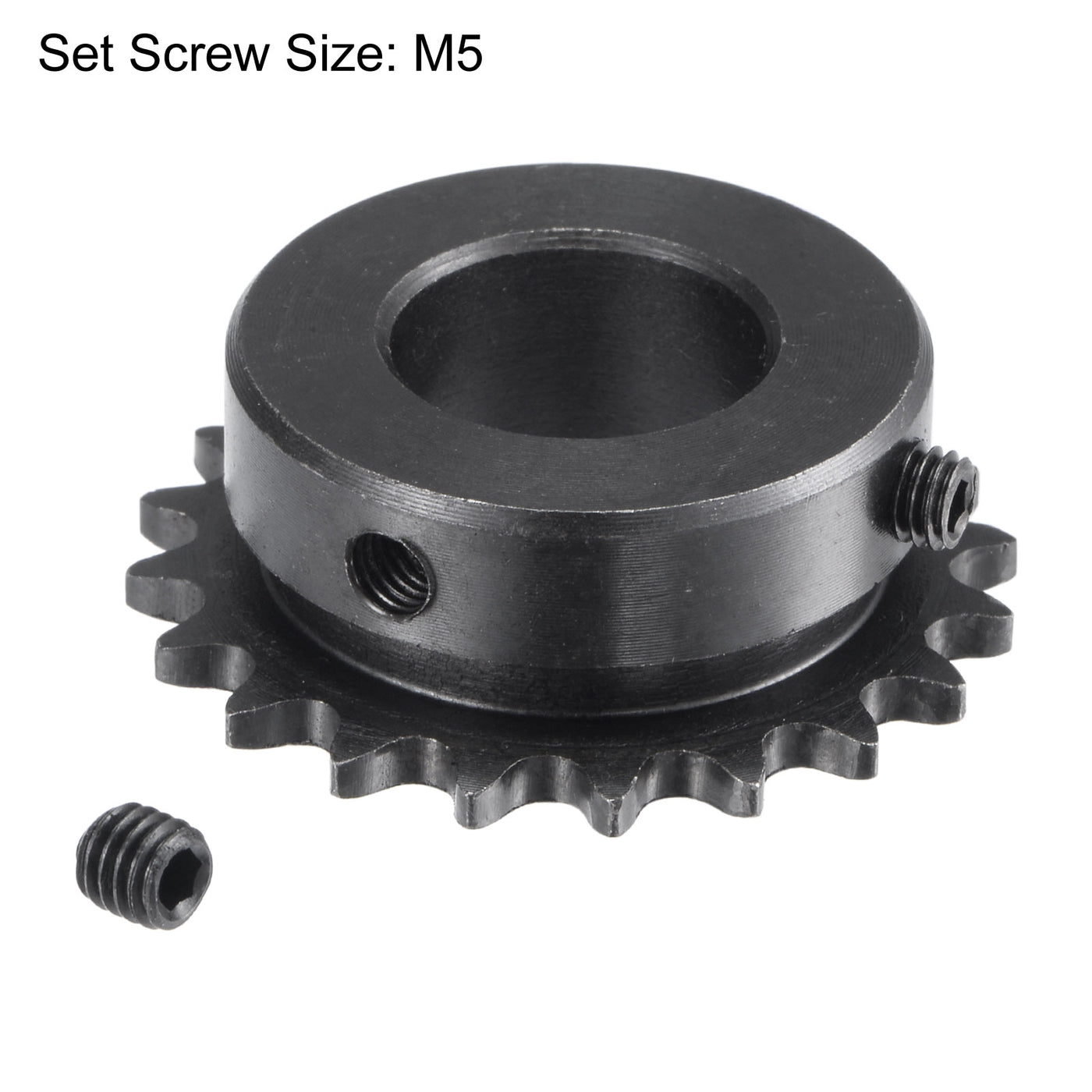 uxcell Uxcell 20 Teeth Sprocket 1/4" Pitch, 18mm Bore Carbon Steel with Set Screws