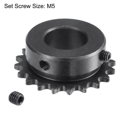 Harfington Uxcell 20 Teeth Sprocket 1/4" Pitch, 18mm Bore Carbon Steel with Set Screws