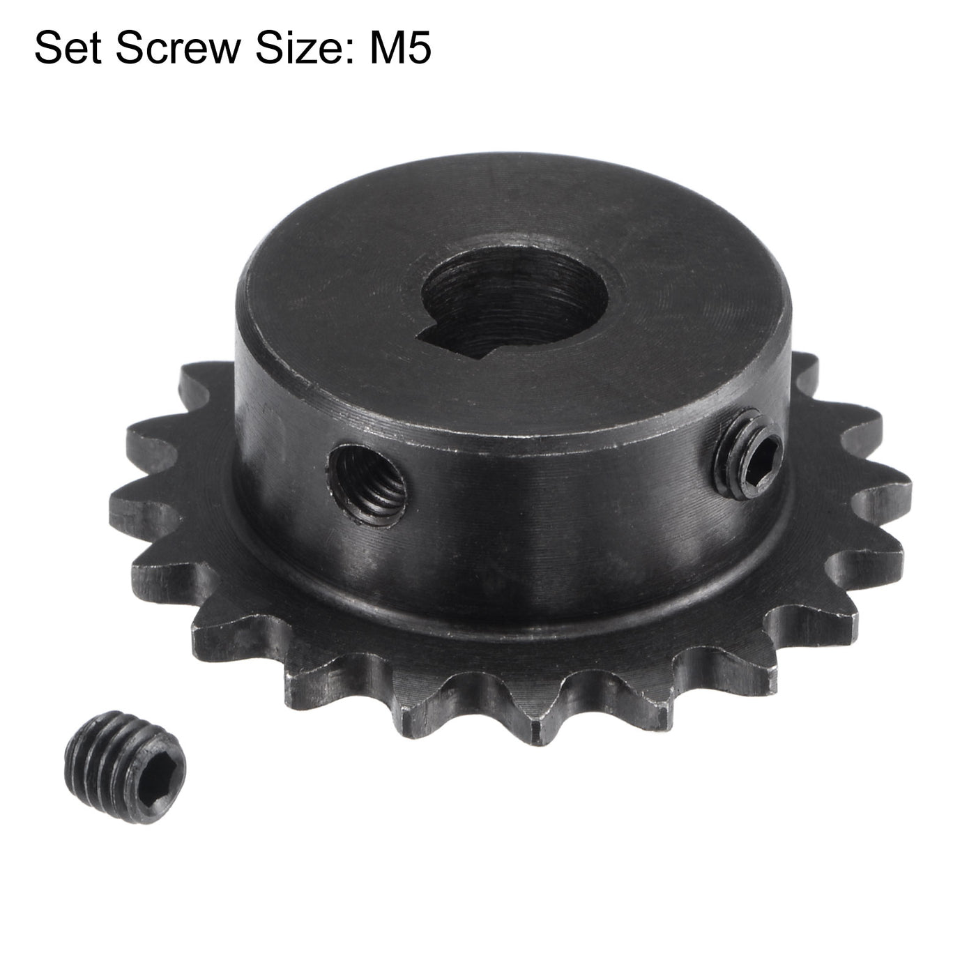 uxcell Uxcell 20 Teeth Sprocket 1/4" Pitch 10mm Bore Carbon Steel 4x1.8mm Keyway W Set Screws